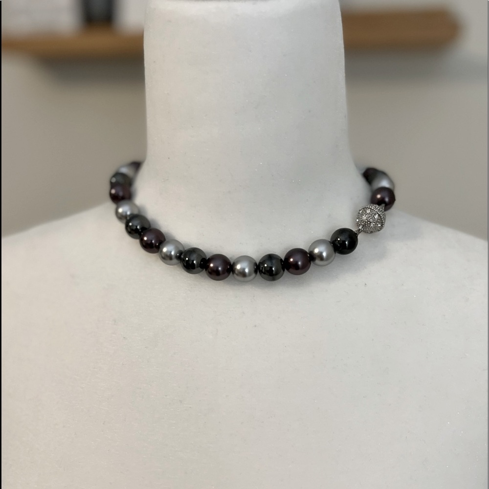 Purple, Silver, and Black Pearlized Necklace